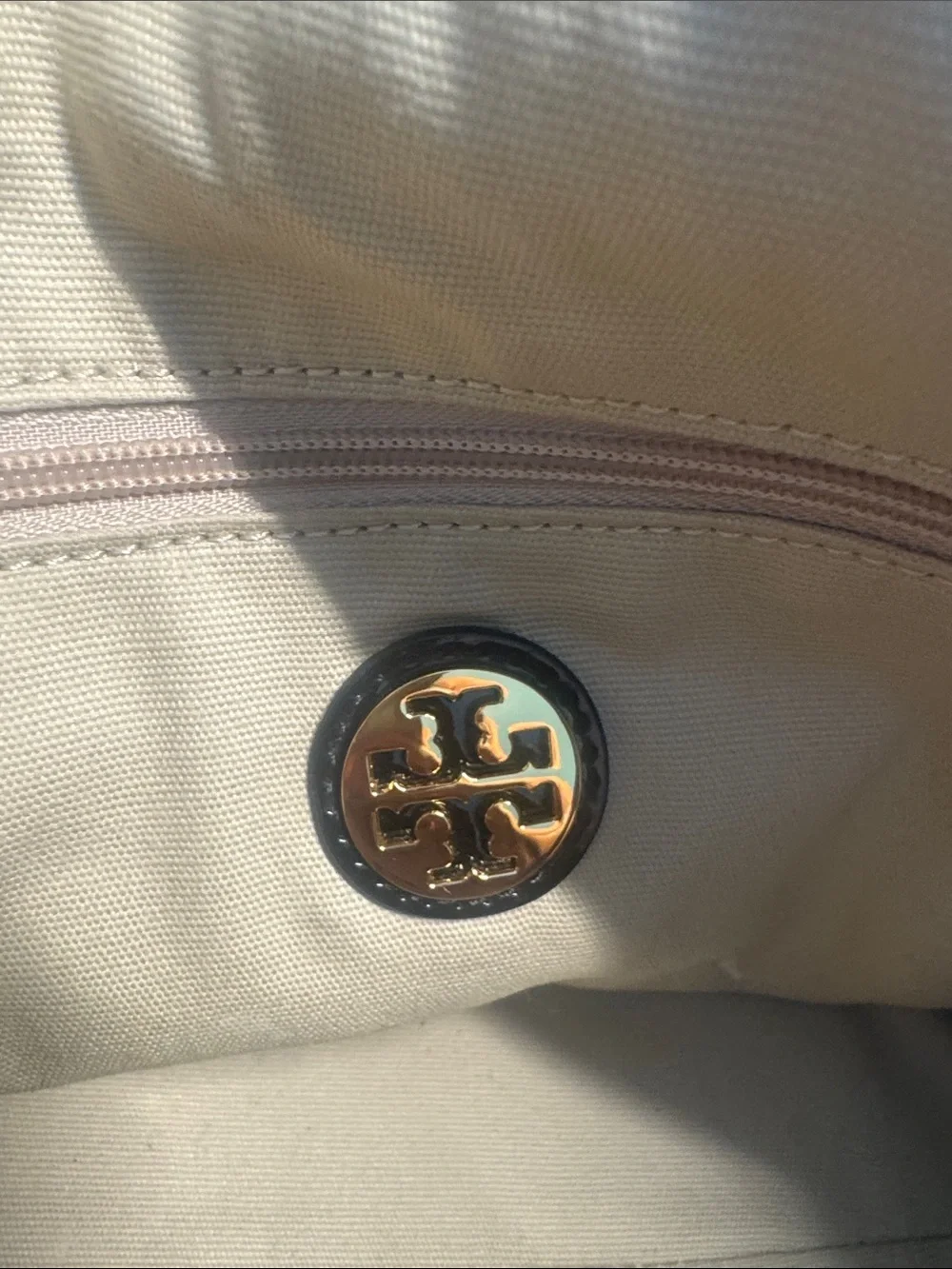 Tory Burch Black Nylon Tote with Patent Logo